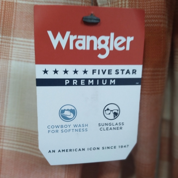 NWT Wrangler Peach XL Pearl Snap Womens/Peach Plaid 2XL Mens Button-Up Shirts. - Picture 7 of 10